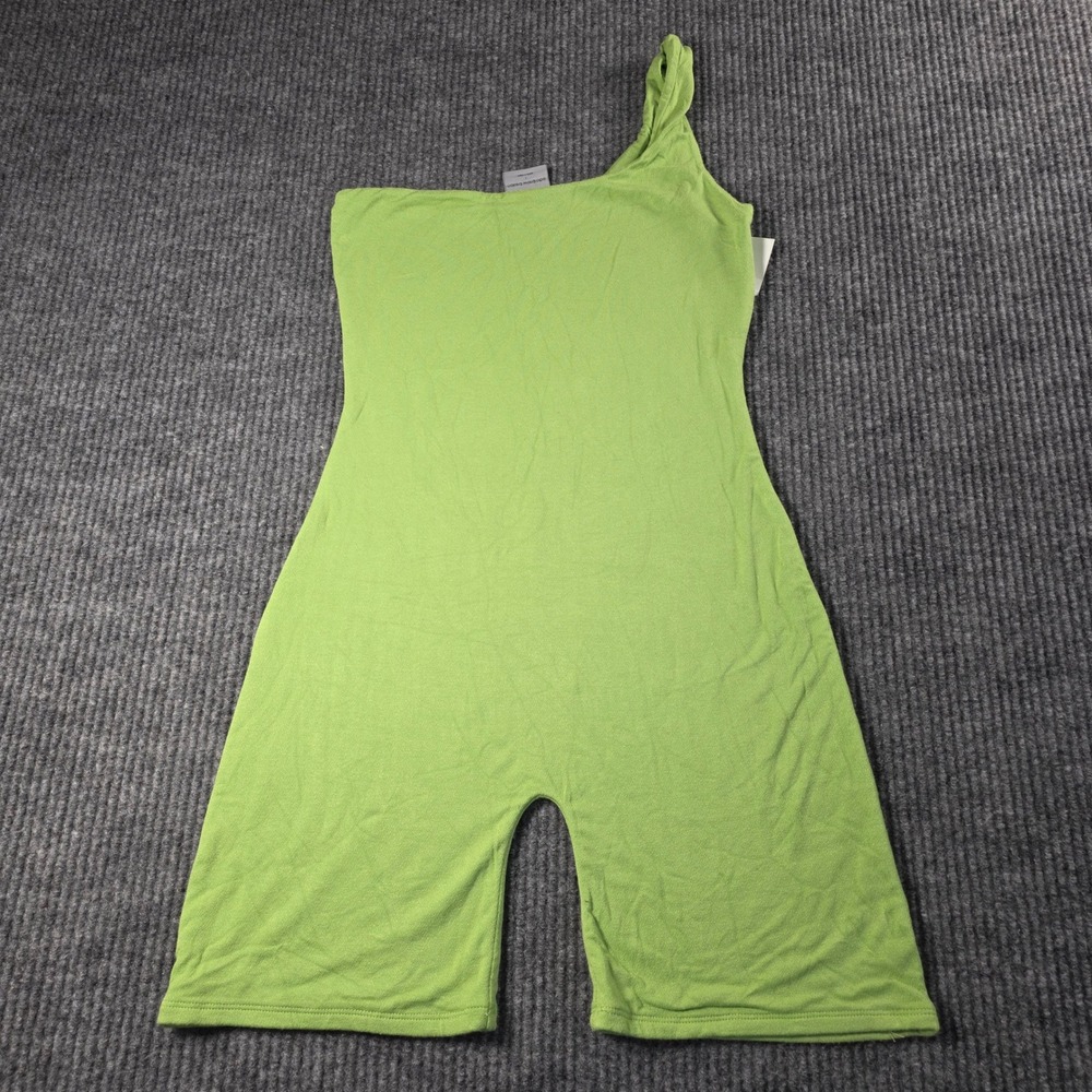 Naked Wardrobe Womens One Shoulder Romper Lime Green Size L Bodycon Jumpsuit